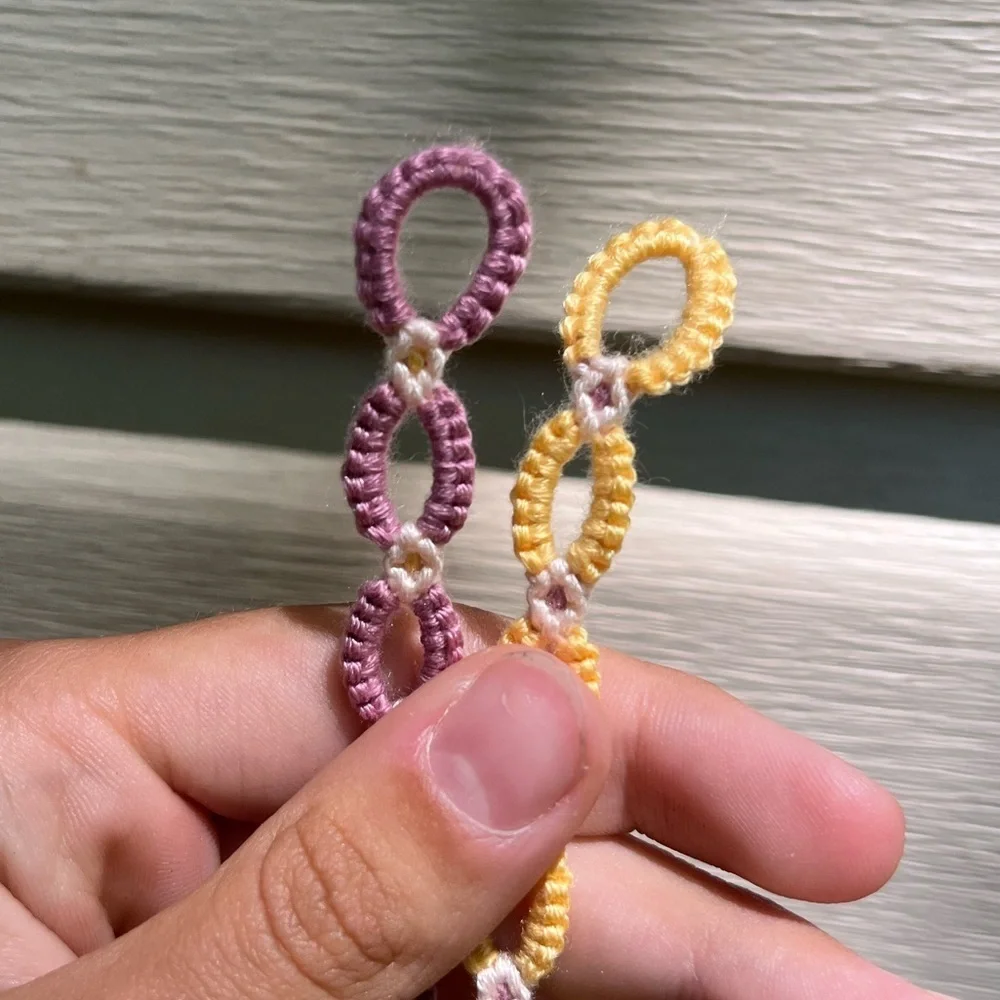 Handmade matching pack woven Daisy chain friendship bracelets purple yellow